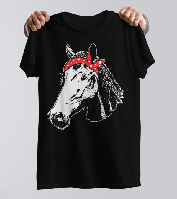 Funny Horse Red Bandana I Love Horse T-Shirt