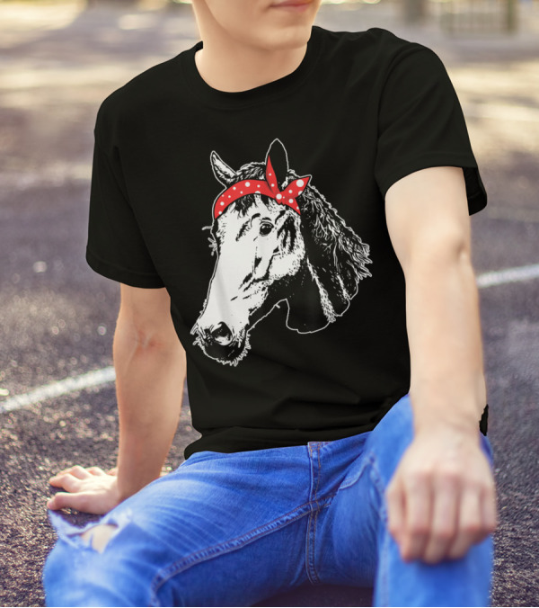 Funny Horse Red Bandana I Love Horse T-Shirt