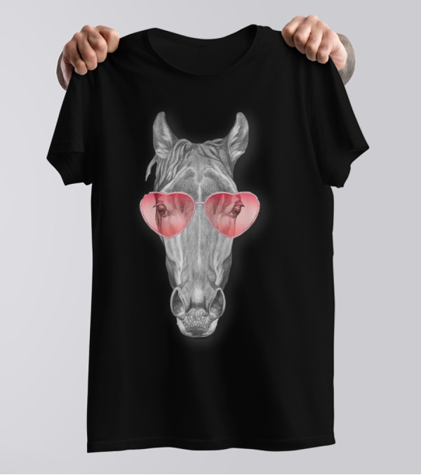 Funny Horse With Heart-Shaped Glasses T-Shirt