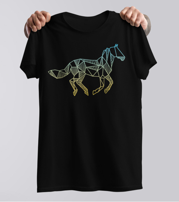 Geometric Wild Horse Equestrian Horseback T-Shirt