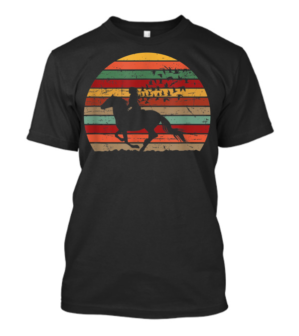 Girl Horse Riding Ranch Vintage Cowgirl Sunset T-Shirt