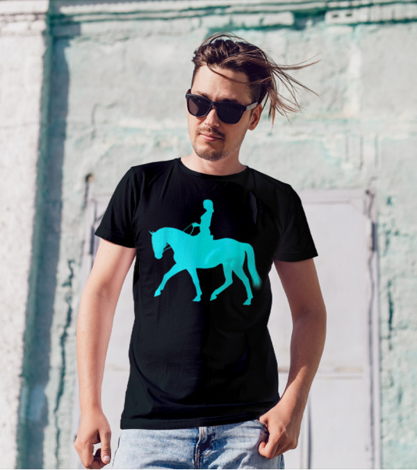 Girl Riding Horse Light Blue T-Shirt