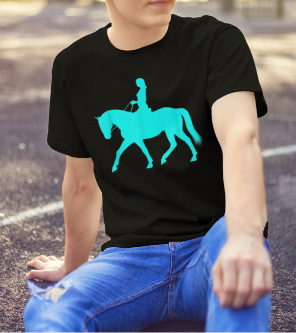 Girl Riding Horse Light Blue T-Shirt