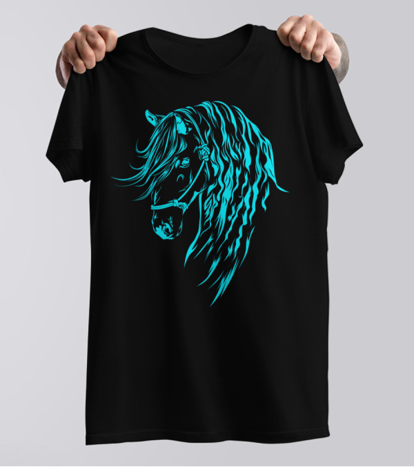 Glowing Forelock Horse Blueprint T-Shirt