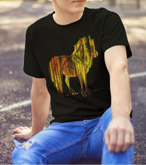 Golden Sparkling Horse Illuminated Elegance T-Shirt
