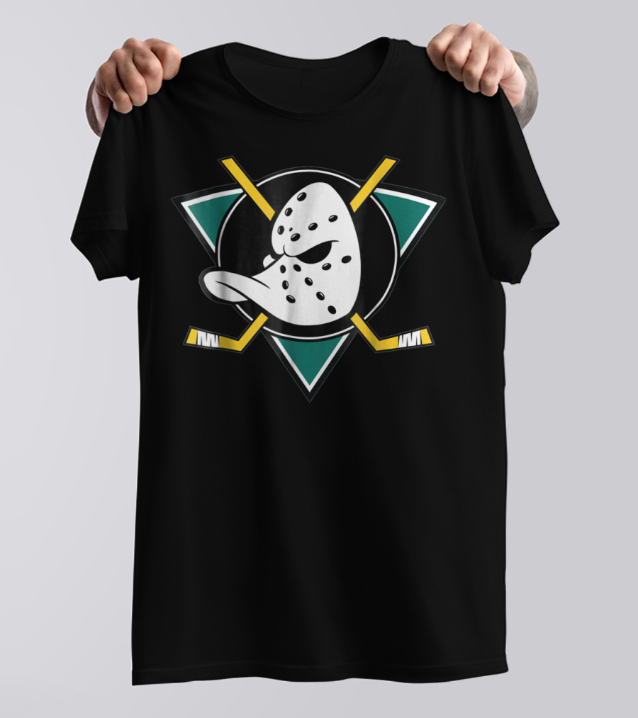 Mighty Ducks Hockey Mask Logo With Crossed Sticks T-Shirt
