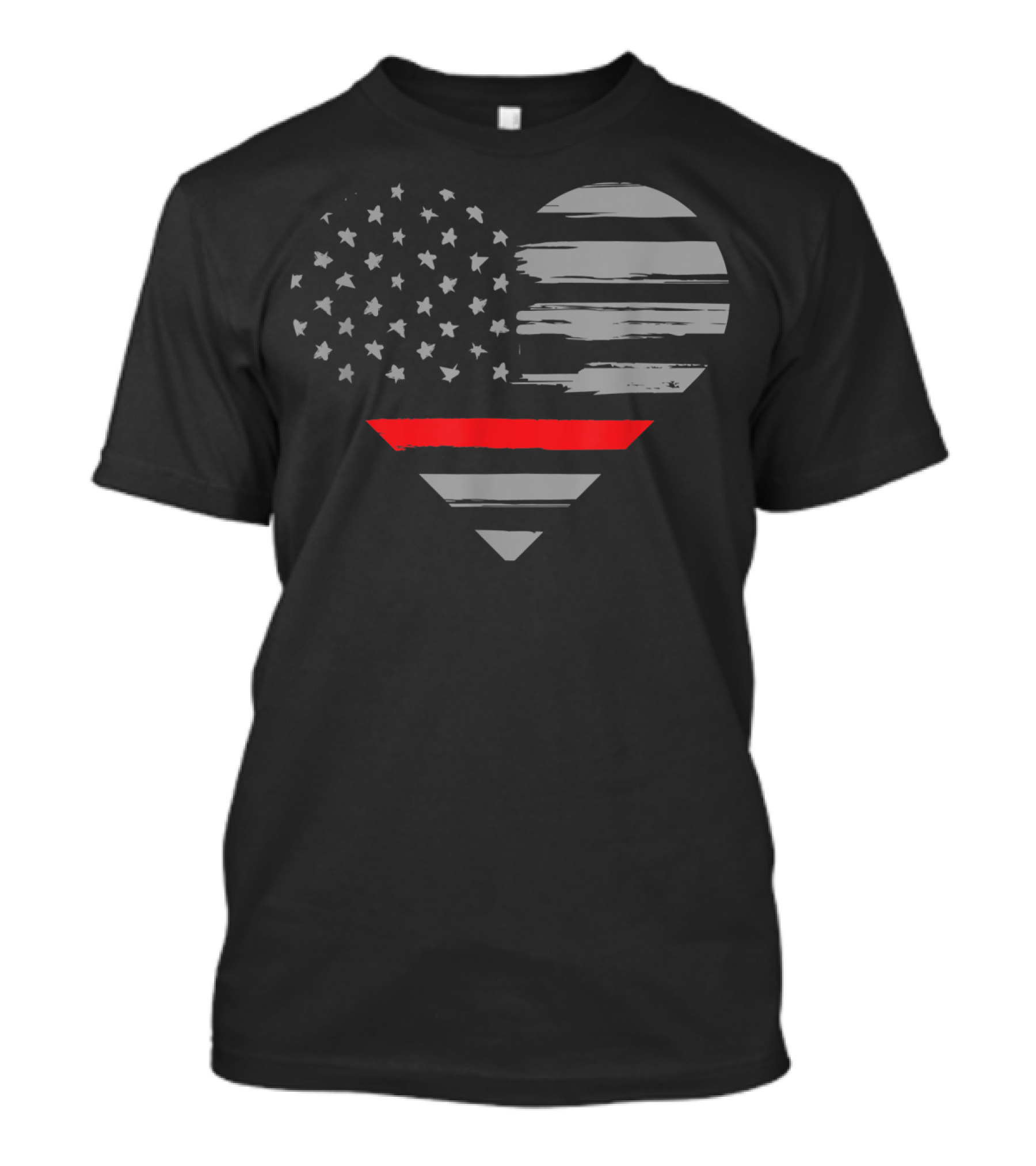 Thin Red Line American Flag Heart Valentine Family T-Shirt