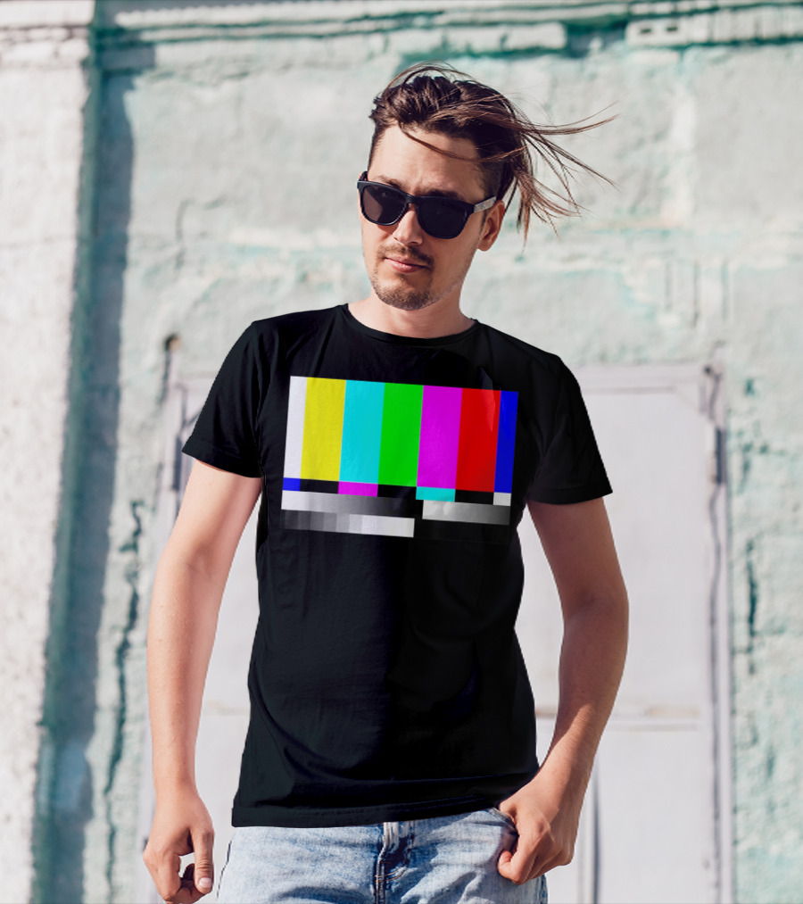 80's Vintage TV Static Color Bar Error T-Shirt