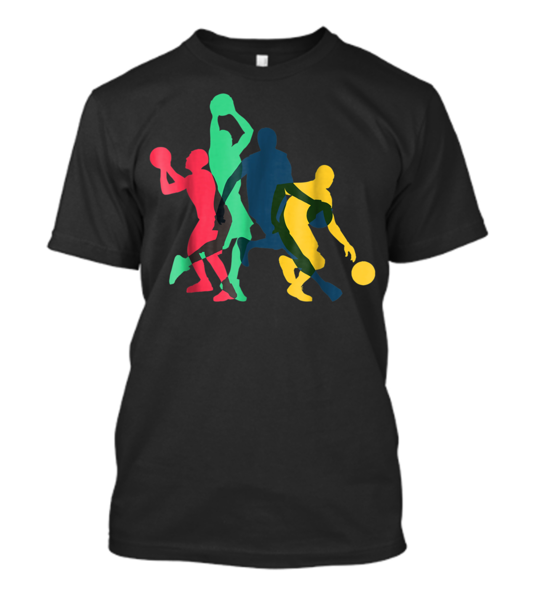 Vintage Basketball Silhouettes Multicolor Players T-Shirt