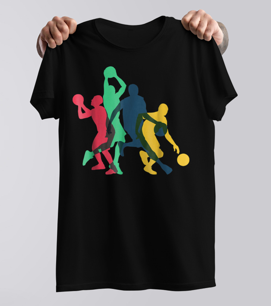Vintage Basketball Silhouettes Multicolor Players T-Shirt