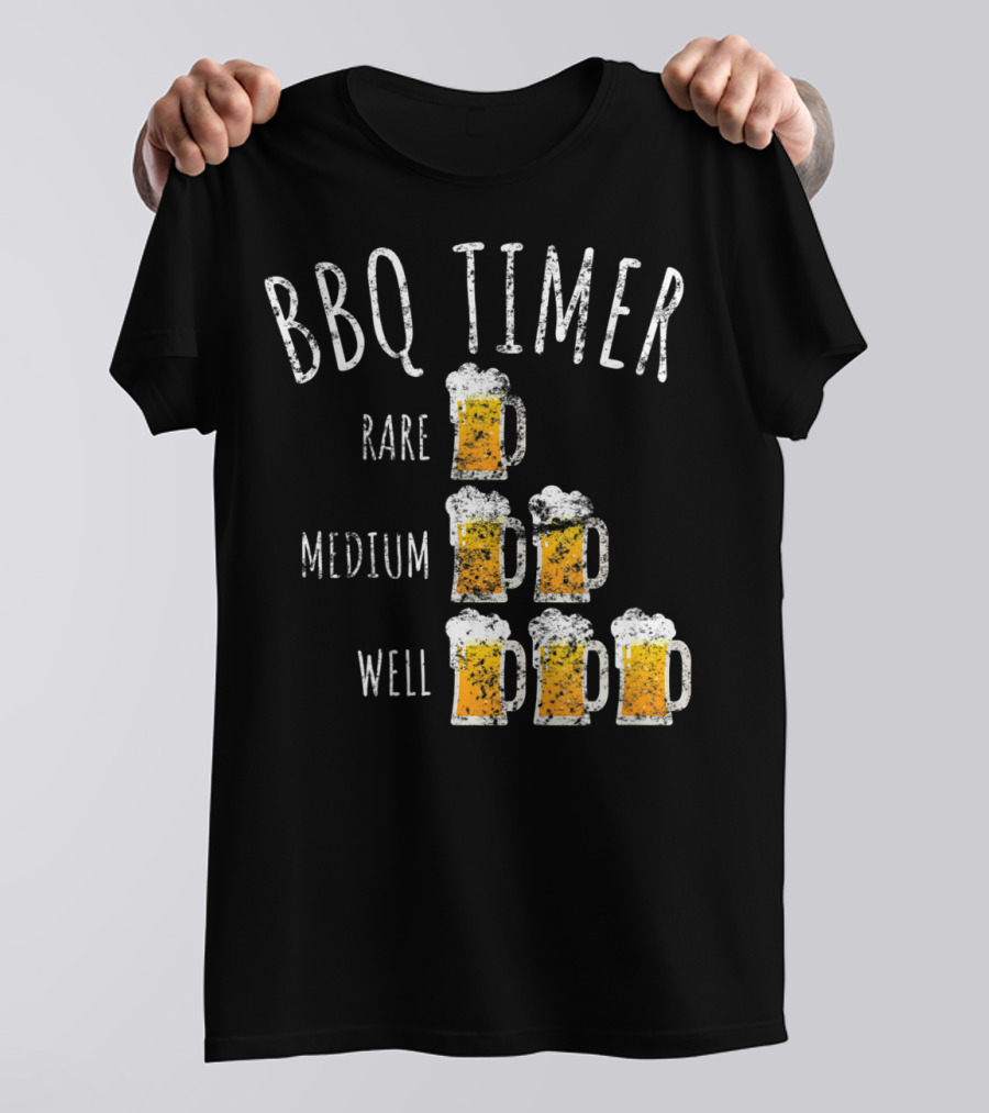 BBQ Timer Rare Medium Well Beer Drinking Funny Vintage Grilling T-Shirt