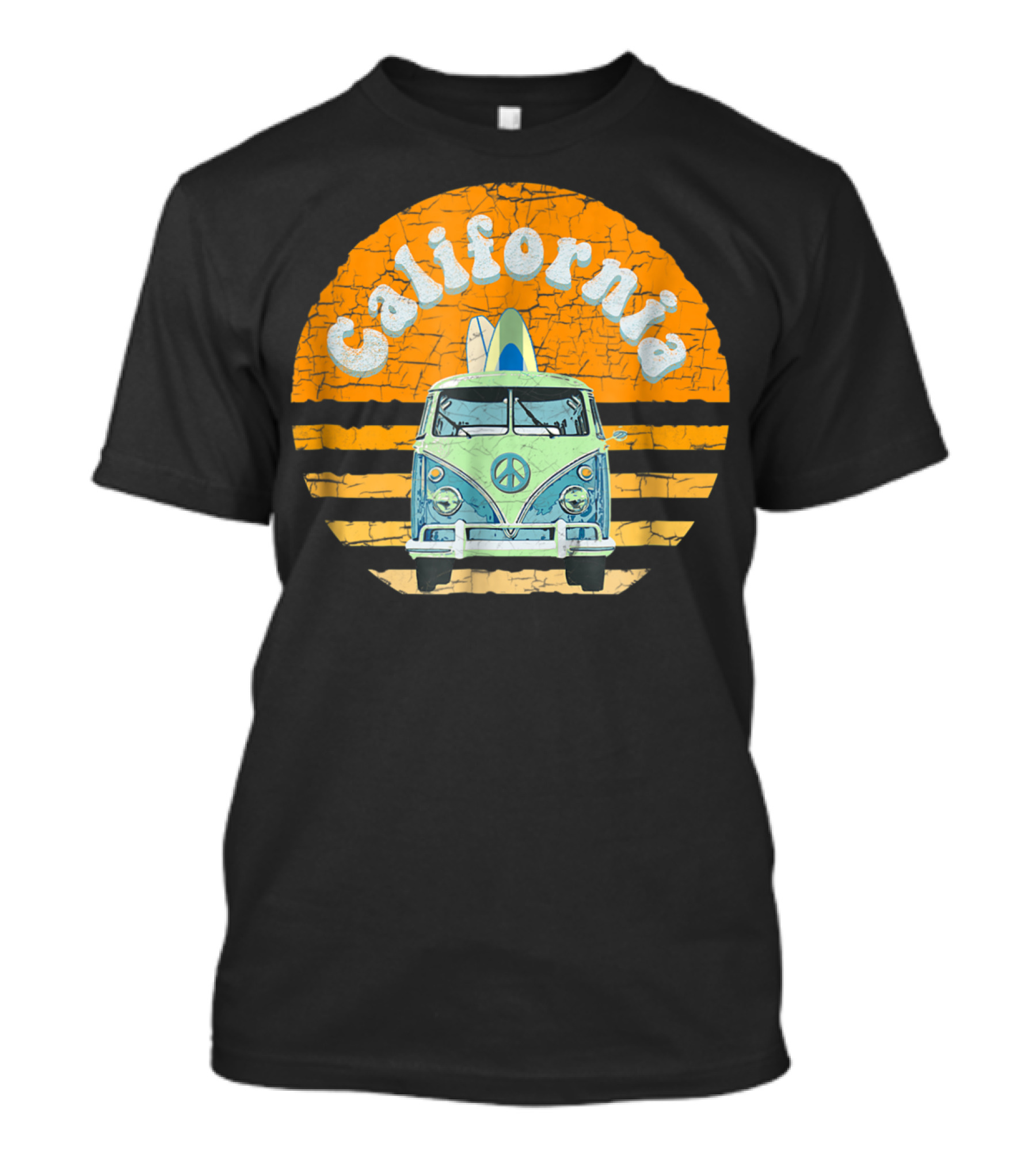 California Hippie Van Beach Surfer Vintage T-Shirt