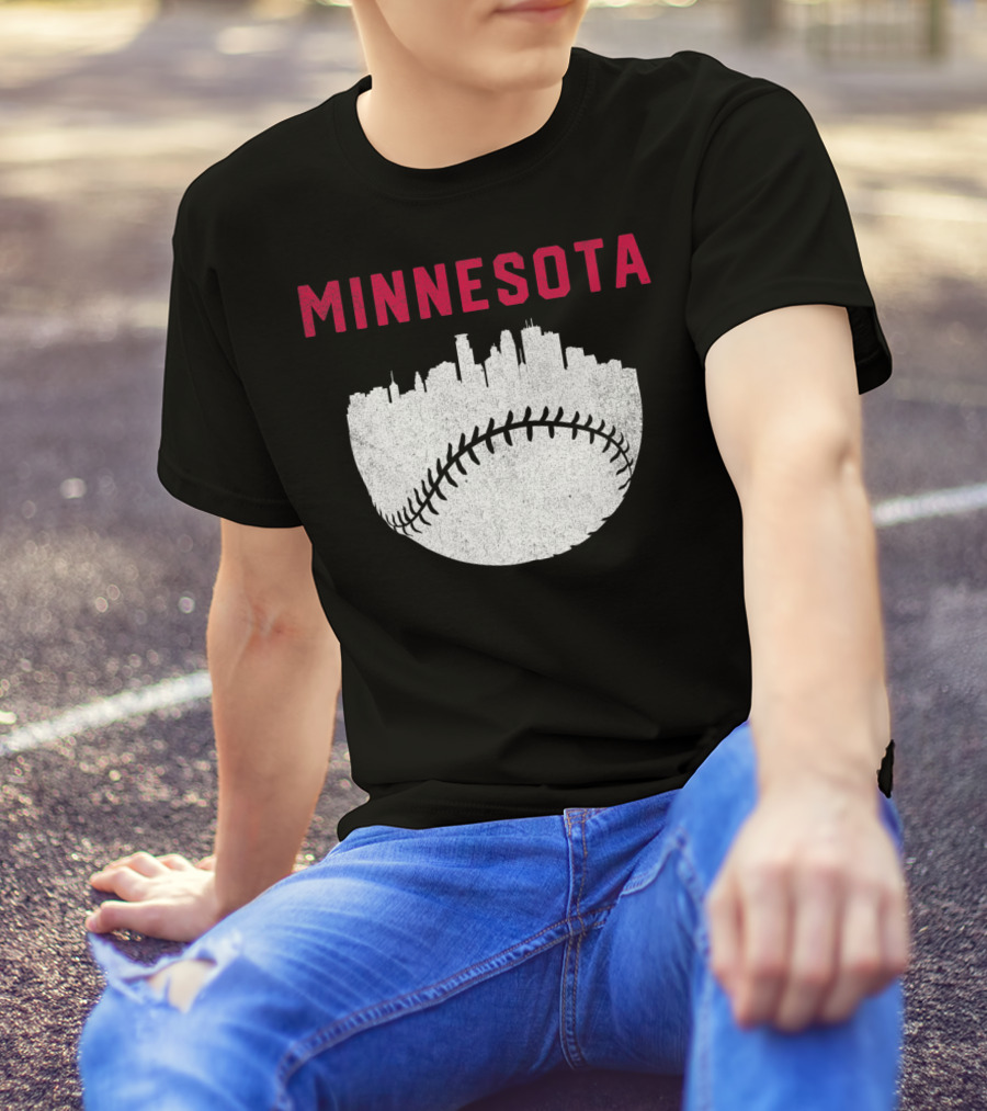 MPLS Minnesota Skyline Baseball Vintage T-Shirt