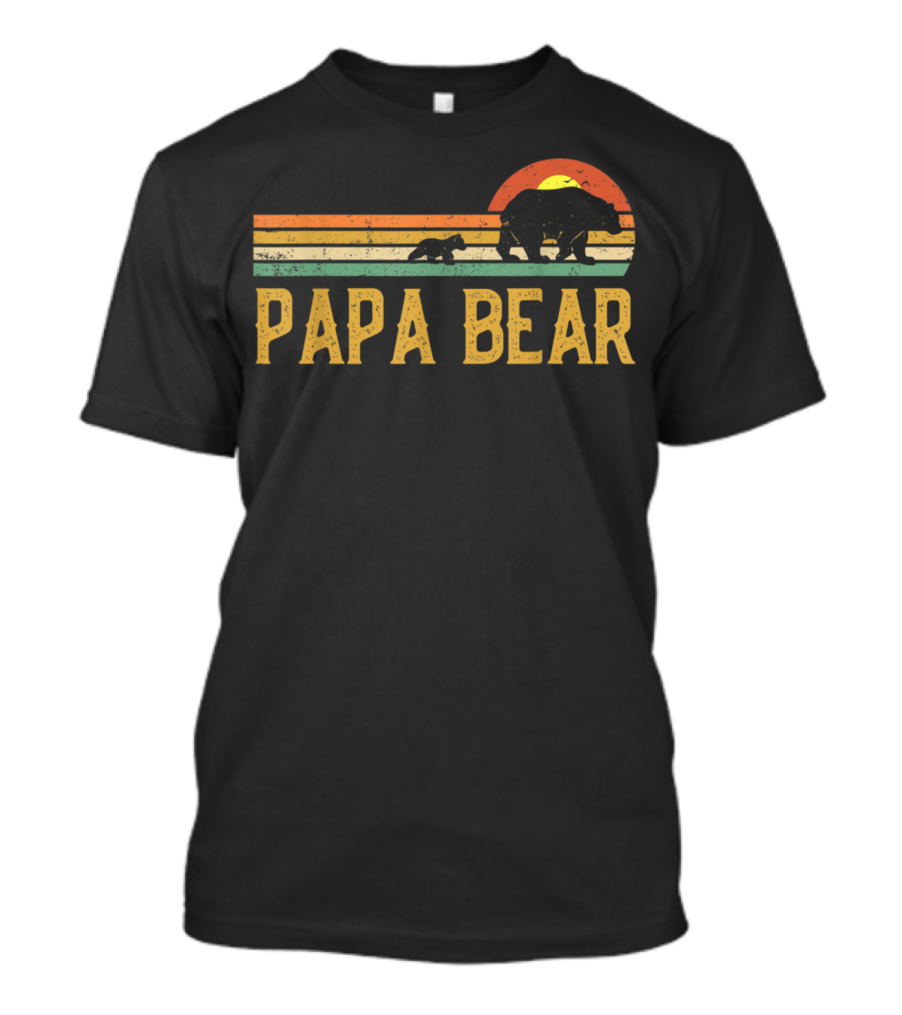 Papa Bear Vintage Sunset Bear Family Father's Day T-Shirt