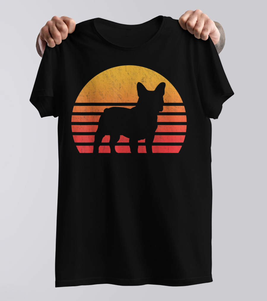 Vintage Sunset French Bulldog Silhouette Retro Sun T-Shirt