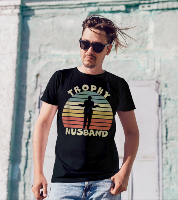Trophy Husband Retro Silhouette Funny Cool Father T-Shirt