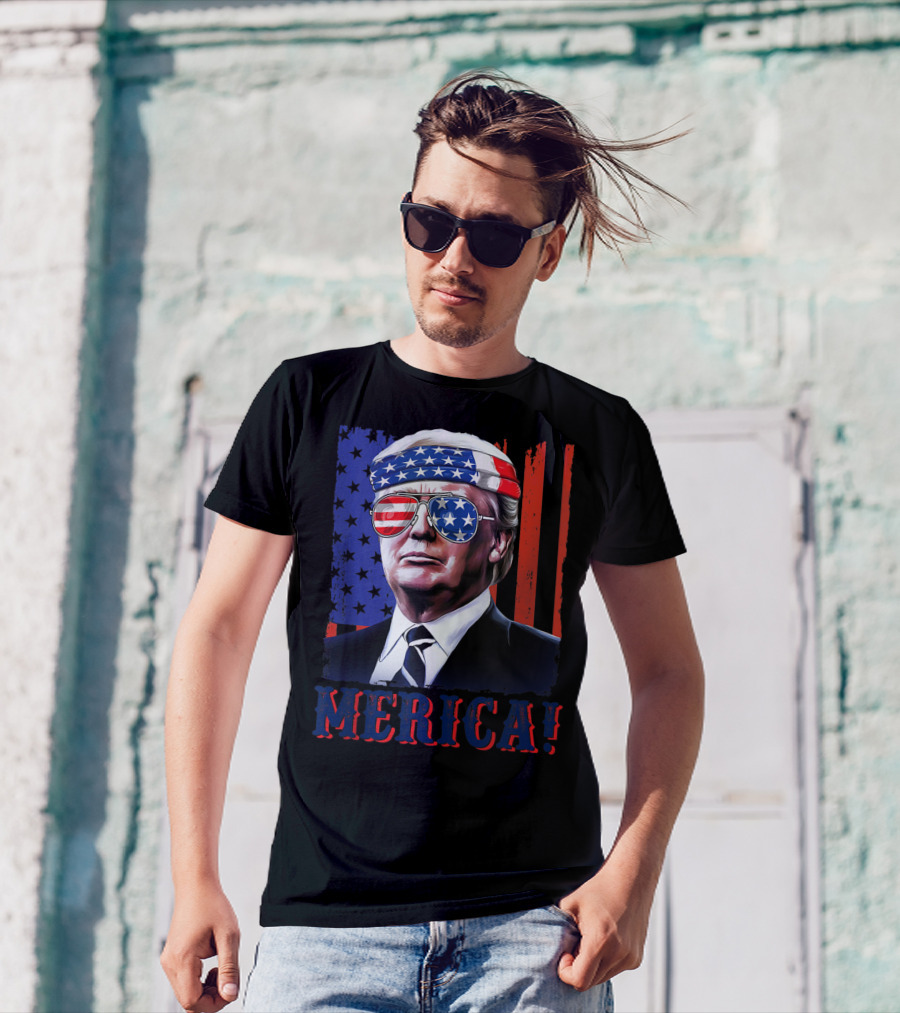 Merica Trump USA Pride Flag 4th Of July America T-Shirt