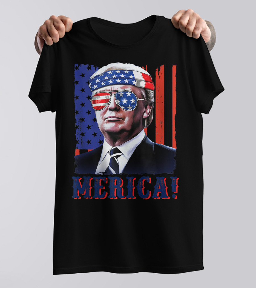 Merica Trump USA Pride Flag 4th Of July America T-Shirt