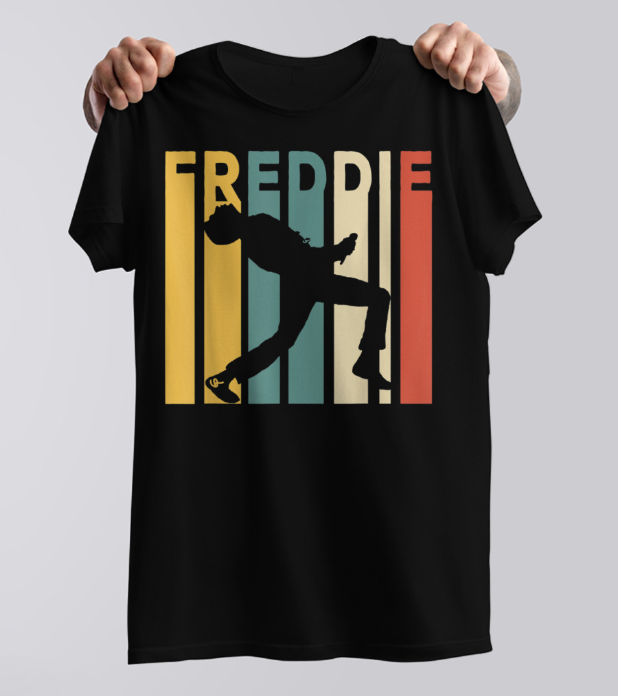 Freddie Mercury Vintage Silhouette Retro Stripes T-Shirt