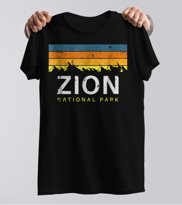 Zion National Park Vintage Utah Sunset Stripe Design Souvenir T-Shirt