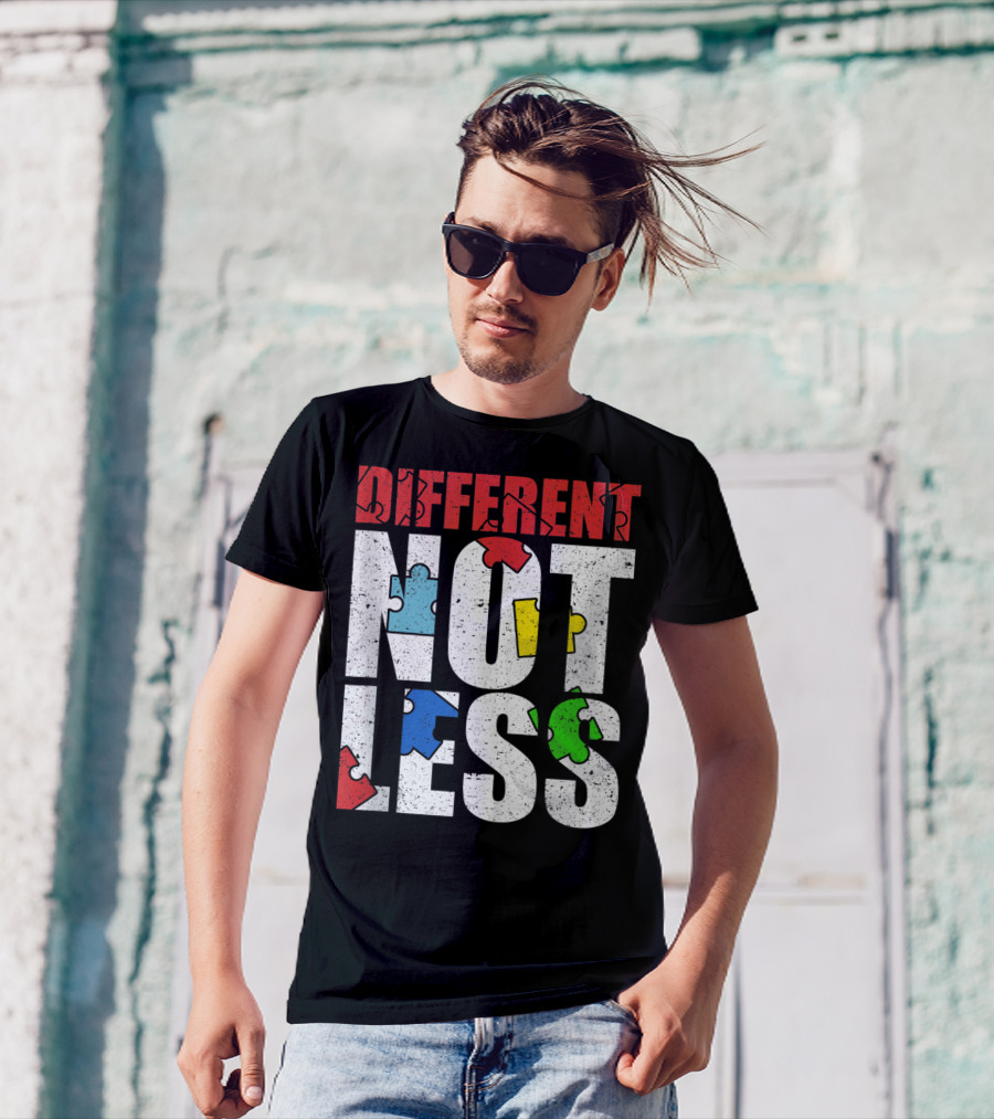Different Not Less Autism Awareness Puzzle Pieces T-Shirt