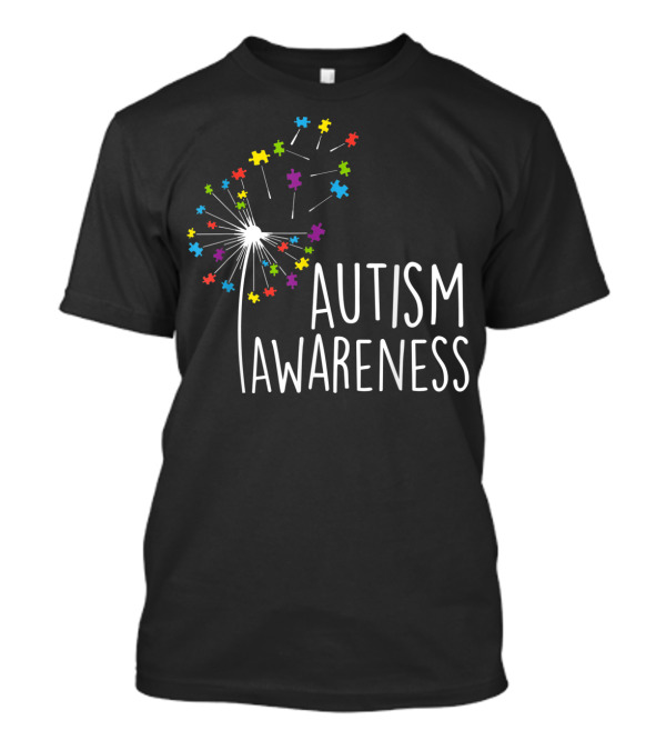 Autism Awareness Colorful Dandelion Puzzle Pieces T-Shirt