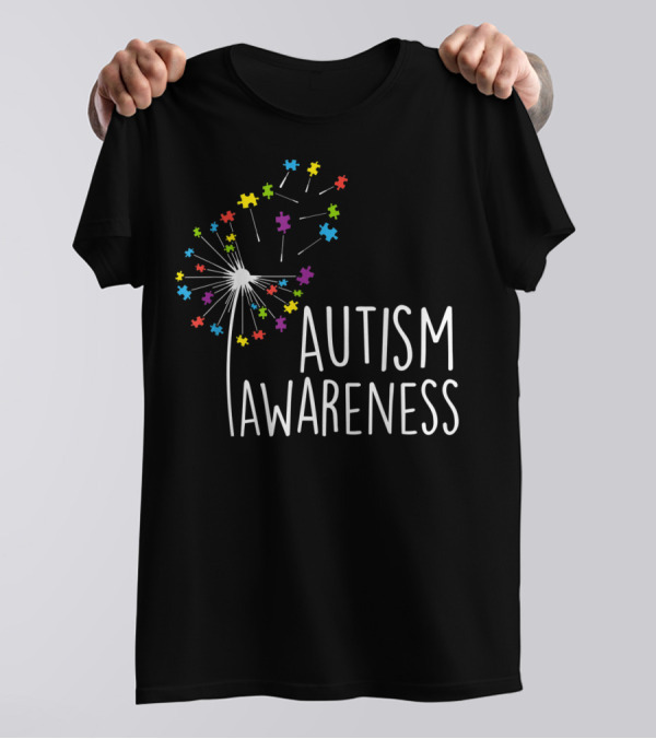 Autism Awareness Colorful Dandelion Puzzle Pieces T-Shirt