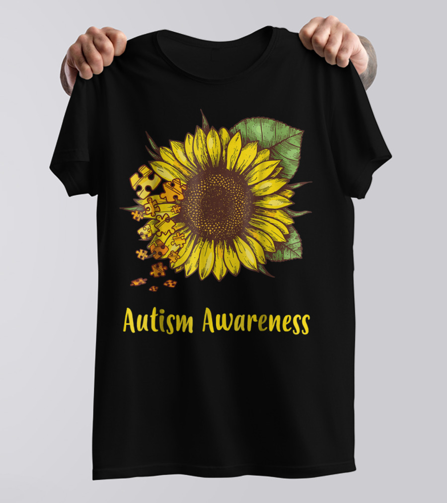 Autism Awareness Sunflower Puzzle Pieces T-Shirt