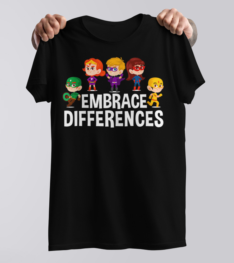 Embrace Differences Autism Awareness Superhero T-Shirt