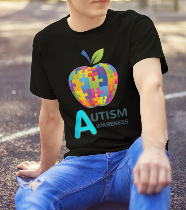 Autism Awareness Puzzle Apple T-Shirt