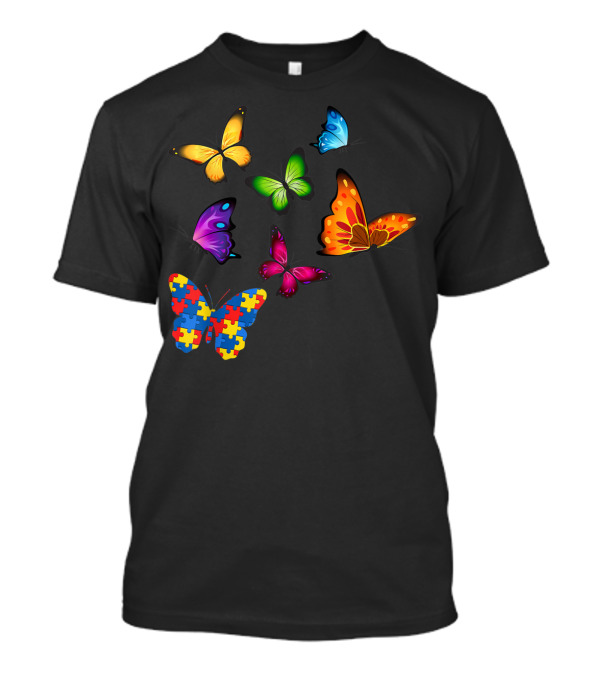 Butterfly Autism Awareness Puzzle Piece Diversity T-Shirt