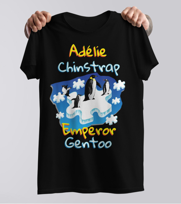 Adelie Chinstrap Emperor Gentoo Penguins Puzzle Autism T-Shirt