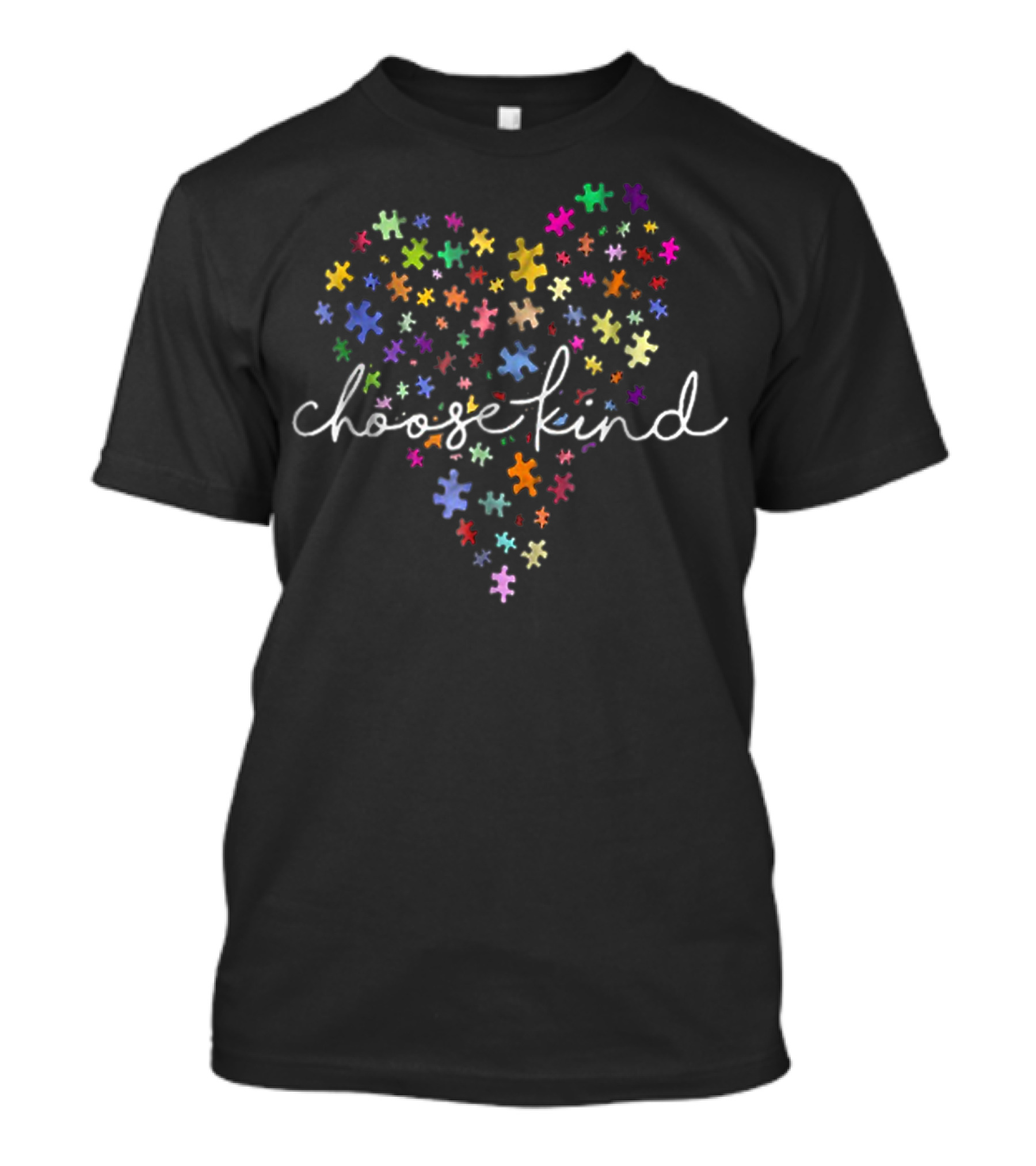 Autism Awareness Heart With Colorful Puzzle Pieces Choose Kind T-Shirt