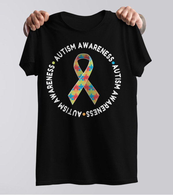 Autism Awareness Puzzle Ribbon Emblem T-Shirt