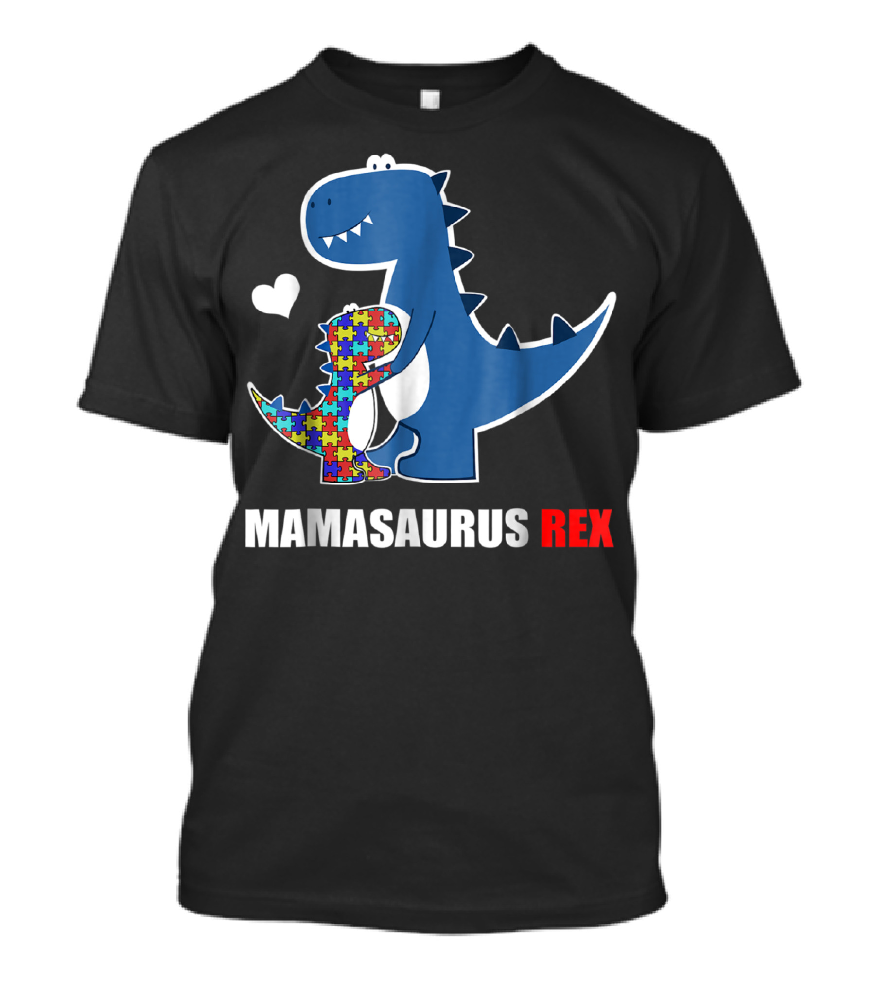 Mamasaurus Rex Puzzle Heart Autism Awareness T-Shirt