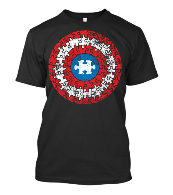Autism Awareness Puzzle Captain Shield T-Shirt