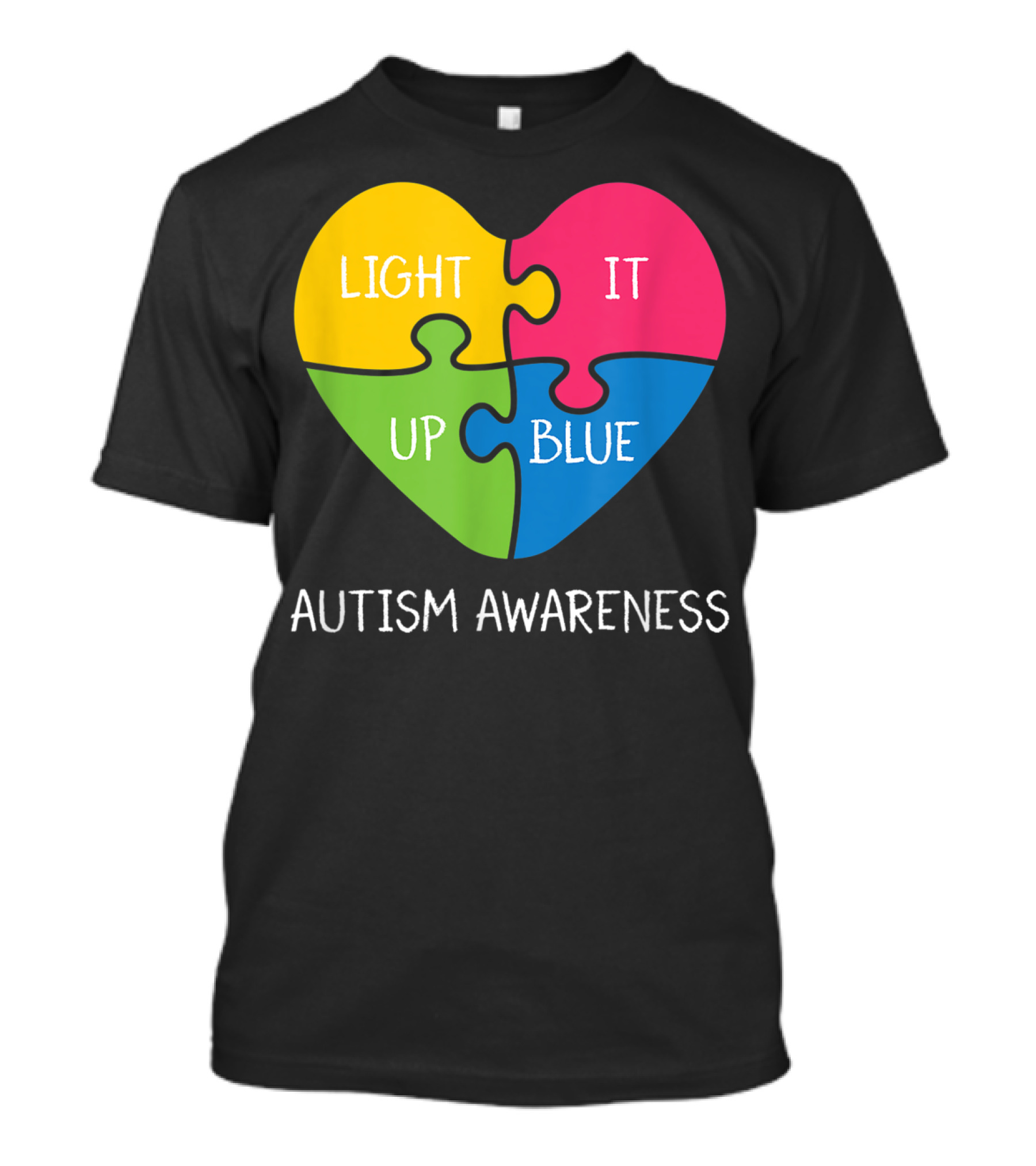 Light It Up Blue Autism Awareness Puzzle Heart T-Shirt