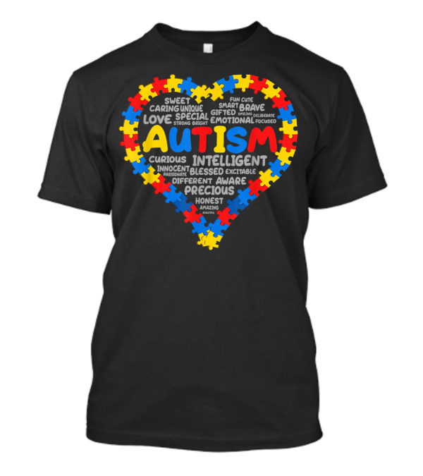 Autism Awareness Heart Puzzle Compassion Kindness Love Intelligence T-Shirt