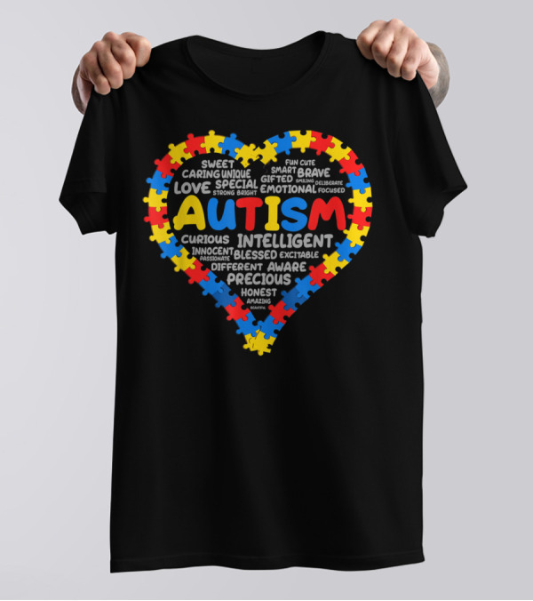 Autism Awareness Heart Puzzle Compassion Kindness Love Intelligence T-Shirt