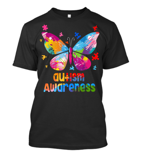 Autism Awareness Puzzle Butterfly Colorful T-Shirt