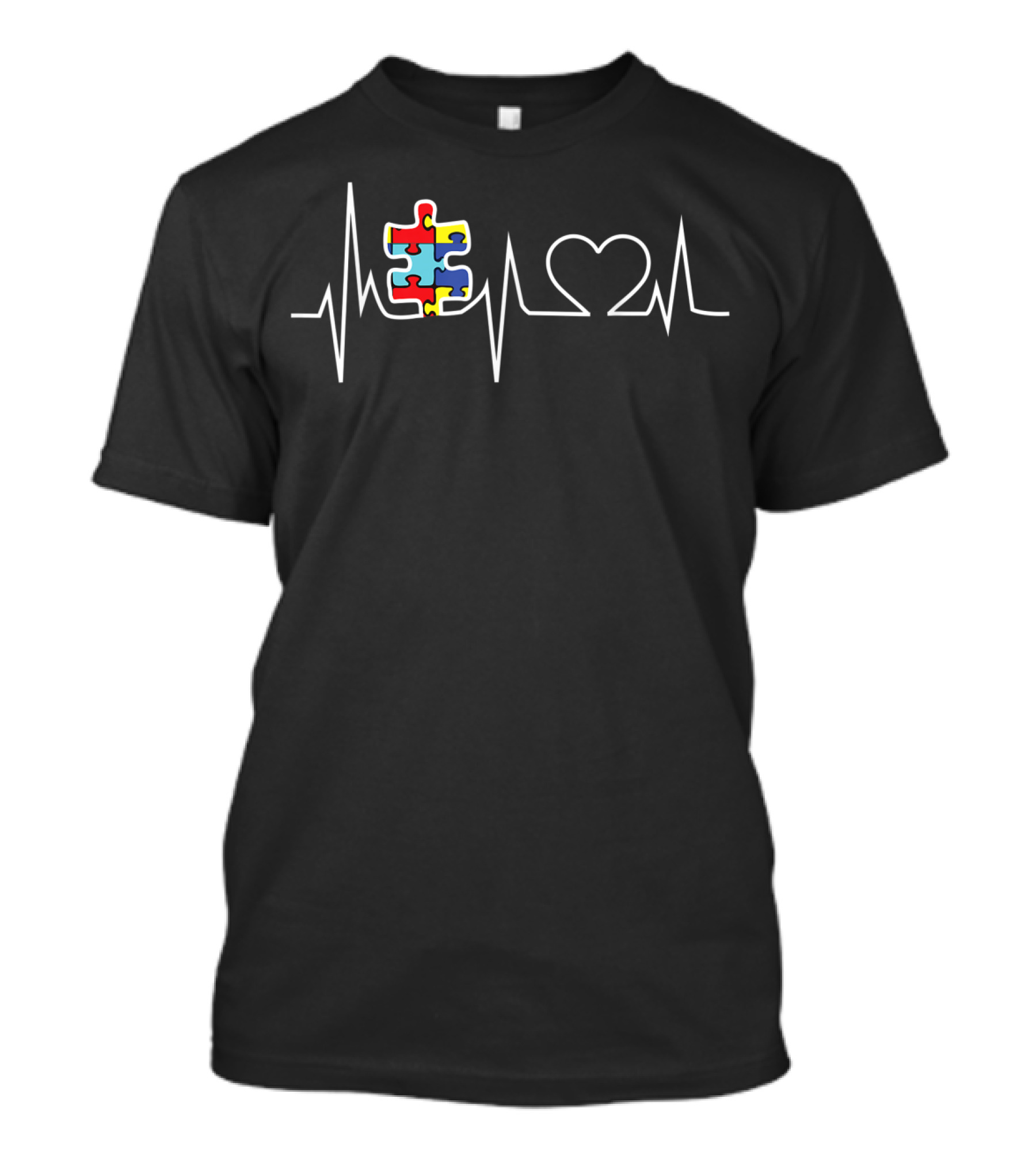 Autism Puzzle Piece Heartbeat Autism Awareness T-Shirt