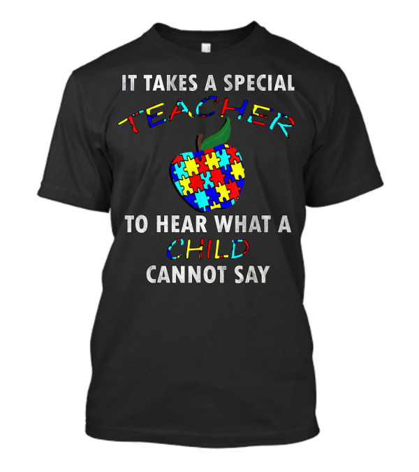 Autism Awareness Special Teacher Puzzle Apple Child Communication T-Shirt