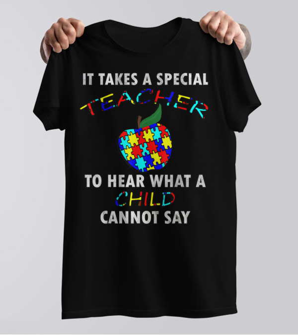 Autism Awareness Special Teacher Puzzle Apple Child Communication T-Shirt