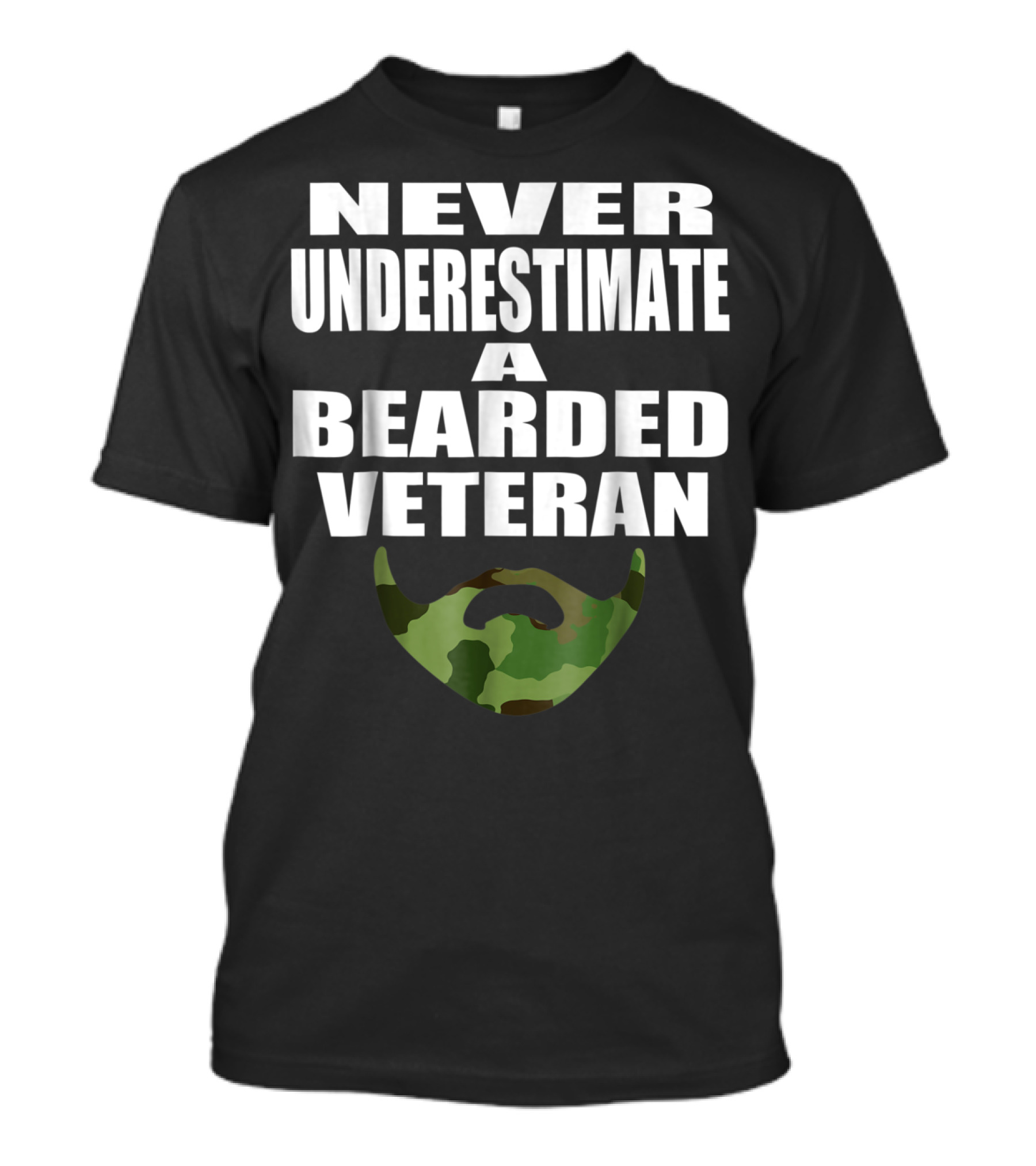 Never Underestimate A Bearded Veteran Camo Beard T-Shirt