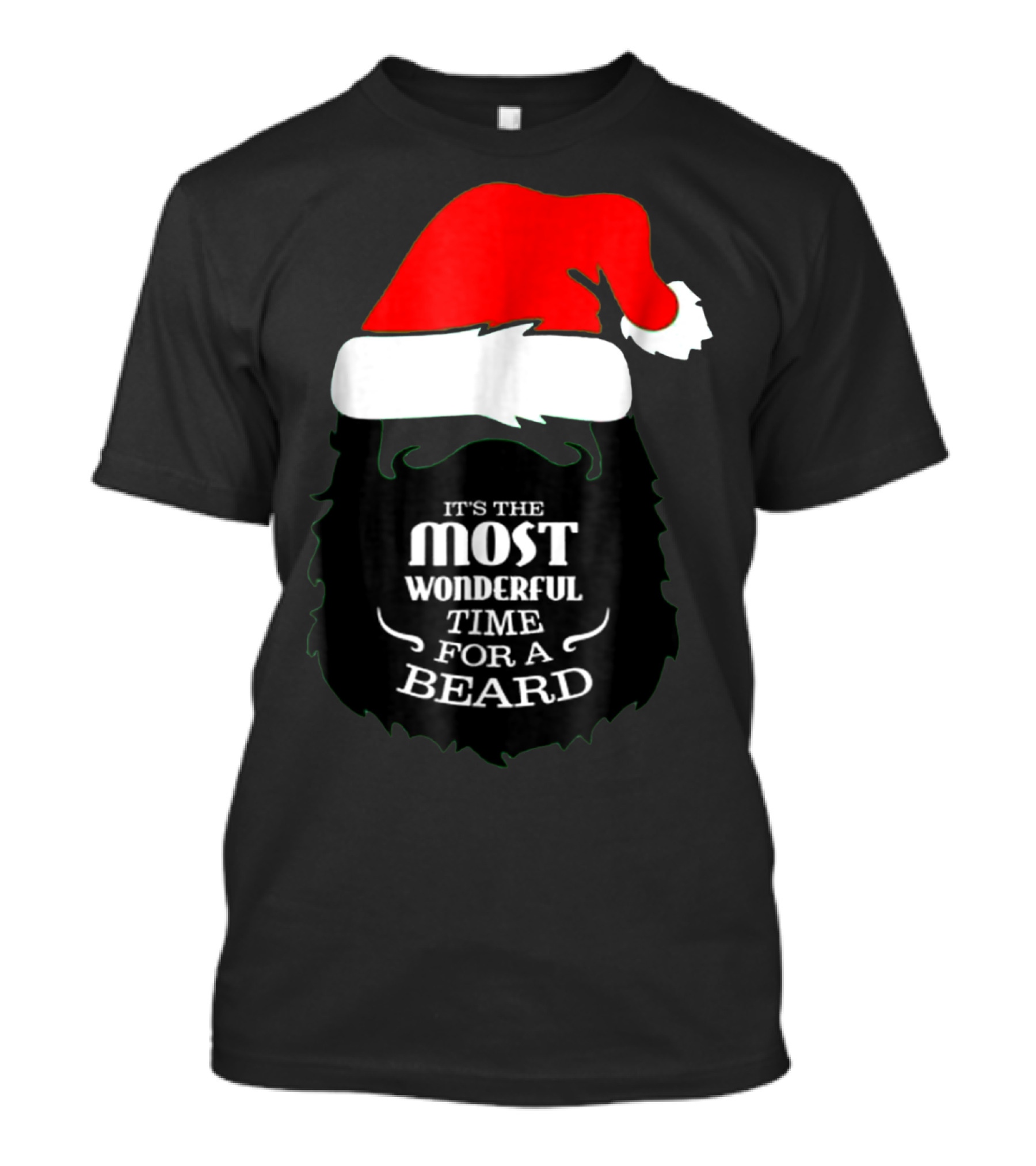 Funny Beard Christmas It's The Most Wonderful Time For A Beard Santa Hat T-Shirt