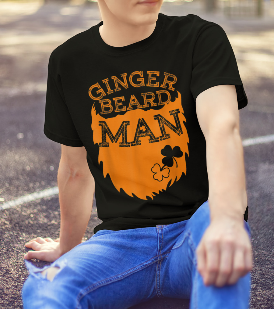 Ginger Beard Man Orange Clover St. Patrick's Day T-Shirt