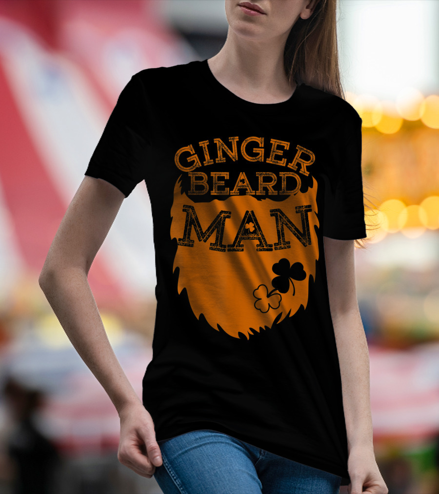 Ginger Beard Man Orange Clover St. Patrick's Day T-Shirt