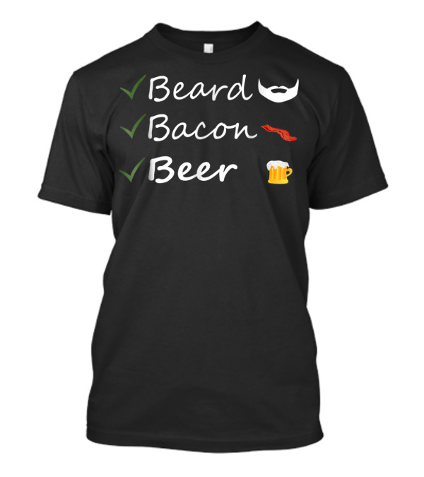 Beard Bacon Beer Manly Bbq Icons T-Shirt