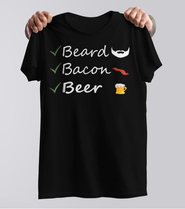 Beard Bacon Beer Manly Bbq Icons T-Shirt