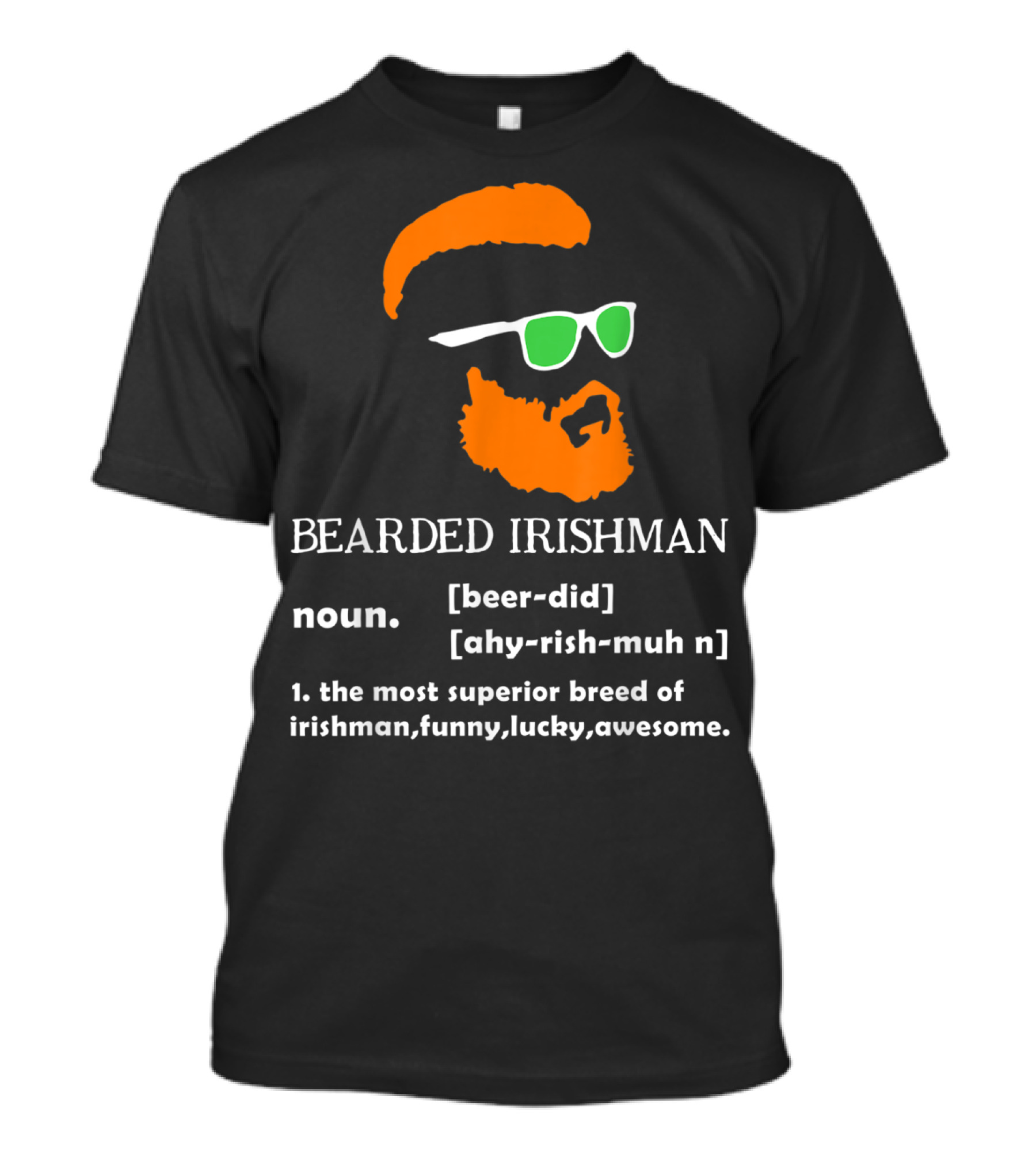 Bearded Irishman Funny St Patrick's Day Beard Lover Noun Definition T-Shirt
